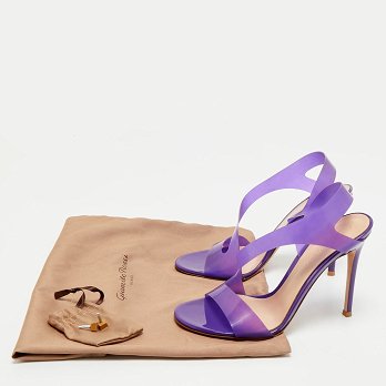 Purple PVC Metropolis Ankle Strap Sandals