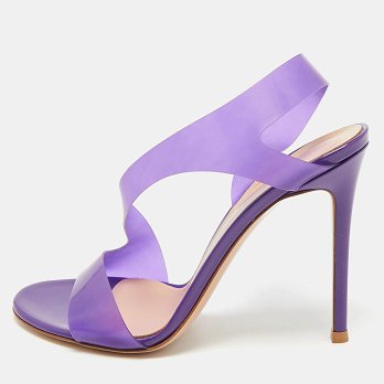 Purple PVC Metropolis Ankle Strap Sandals