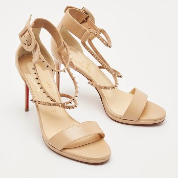 Choca Lux Beige Leather Ankle Strap Sandals