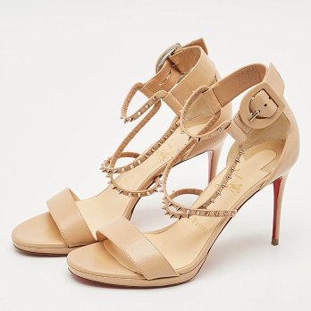 Choca Lux Beige Leather Ankle Strap Sandals