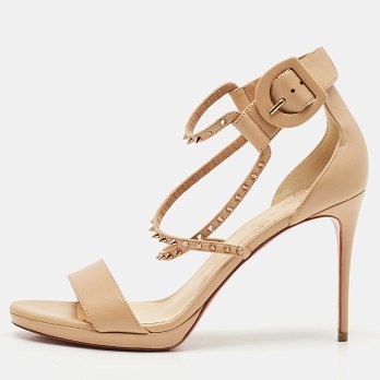Choca Lux Beige Leather Ankle Strap Sandals