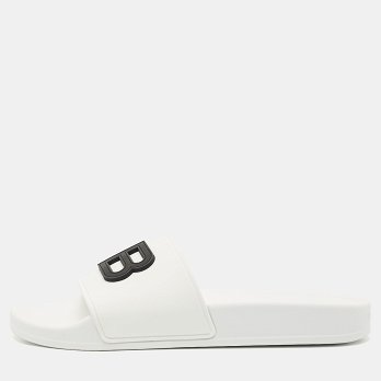 White Rubber BB Pool Slide Sandals