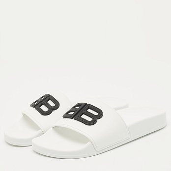 White Rubber BB Pool Slide Sandals