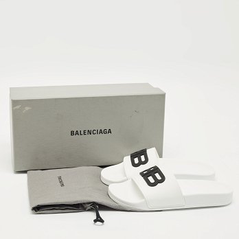 White Rubber BB Pool Slide Sandals