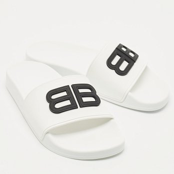 White Rubber BB Pool Slide Sandals