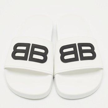 White Rubber BB Pool Slide Sandals