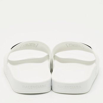 White Rubber BB Pool Slide Sandals