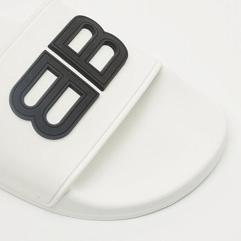 White Rubber BB Pool Slide Sandals