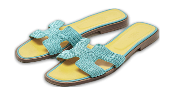 Blue Twisted Metallic Cord Oran Flat Slide Sandals