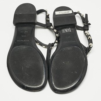 Black Leather Arena Thong Flats