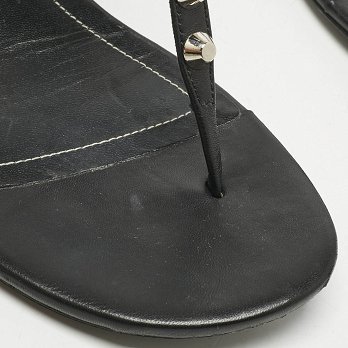 Black Leather Arena Thong Flats