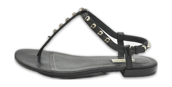 Black Leather Arena Thong Flats