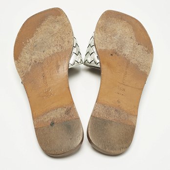 Intrecciato Metallic Intrecciato Leather Slide Sandals