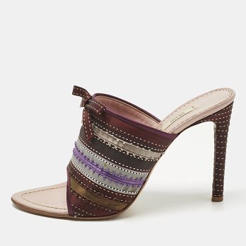 Multicolor Satin Ribbon Bow Slide Sandals