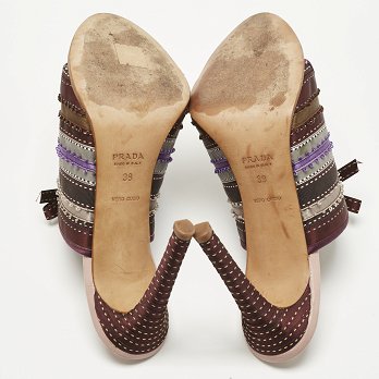 Multicolor Satin Ribbon Bow Slide Sandals
