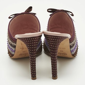 Multicolor Satin Ribbon Bow Slide Sandals