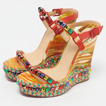 Multicolour Suede Studded Cataclou Platform Wedge Sandals
