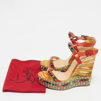 Multicolour Suede Studded Cataclou Platform Wedge Sandals