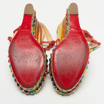Multicolour Suede Studded Cataclou Platform Wedge Sandals