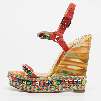 Multicolour Suede Studded Cataclou Platform Wedge Sandals