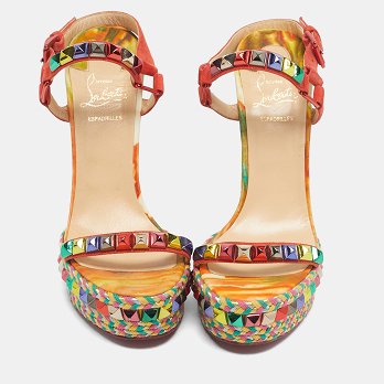 Multicolour Suede Studded Cataclou Platform Wedge Sandals