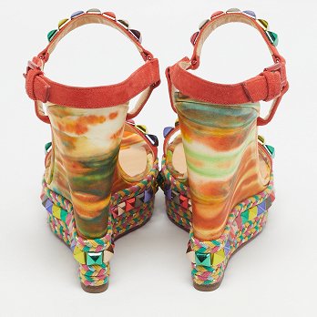 Multicolour Suede Studded Cataclou Platform Wedge Sandals