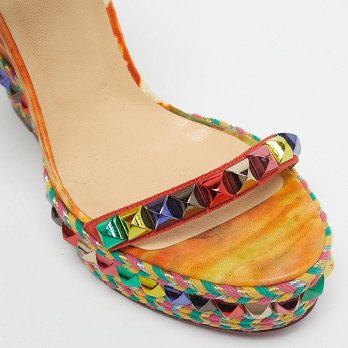 Multicolour Suede Studded Cataclou Platform Wedge Sandals
