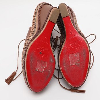 Brown Leather Spagana Wedge Sandals