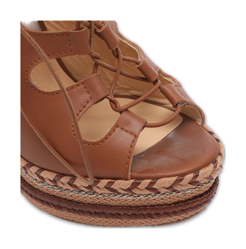 Brown Leather Spagana Wedge Sandals