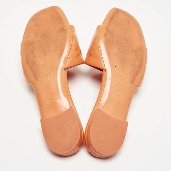 Orange Monogram Embossed Leather Revival Flat Slides