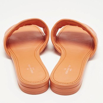 Orange Monogram Embossed Leather Revival Flat Slides