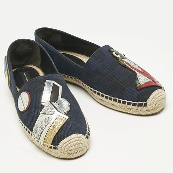 Marc Jacobs Multicolor Canvas, Glitter and Patent Leather Espadrille Flats Size 39