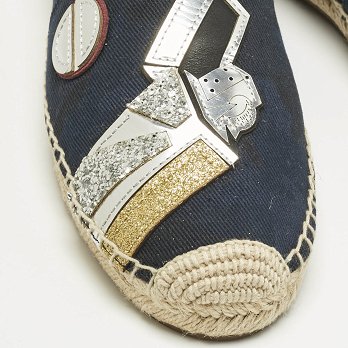 Marc Jacobs Multicolor Canvas, Glitter and Patent Leather Espadrille Flats Size 39