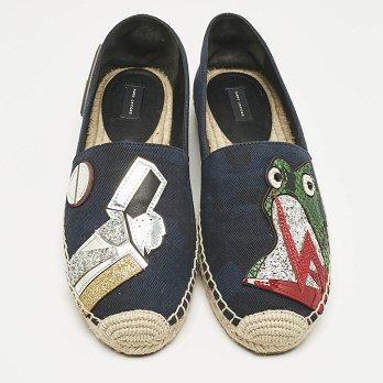 Marc Jacobs Multicolor Canvas, Glitter and Patent Leather Espadrille Flats Size 39