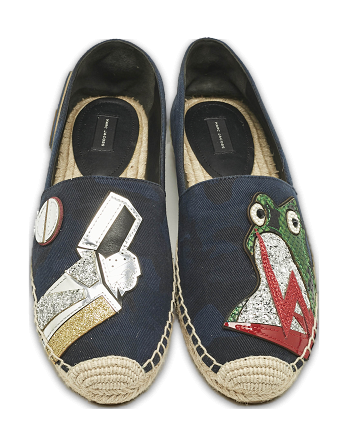 Marc Jacobs Multicolor Canvas, Glitter and Patent Leather Espadrille Flats Size 39