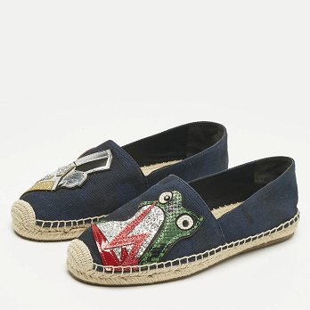 Marc Jacobs Multicolor Canvas, Glitter and Patent Leather Espadrille Flats Size 39