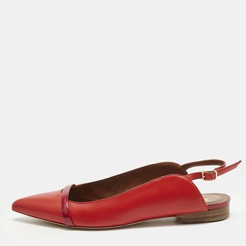 Red Leather Marion Luwolt Flat Slingback Sandals