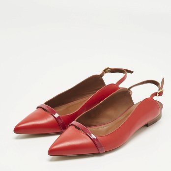 Red Leather Marion Luwolt Flat Slingback Sandals