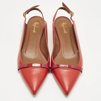 Red Leather Marion Luwolt Flat Slingback Sandals