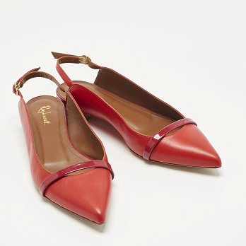 Red Leather Marion Luwolt Flat Slingback Sandals