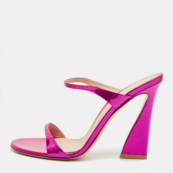 Aura Pink 38.5 Patent Leather Slide Sandals