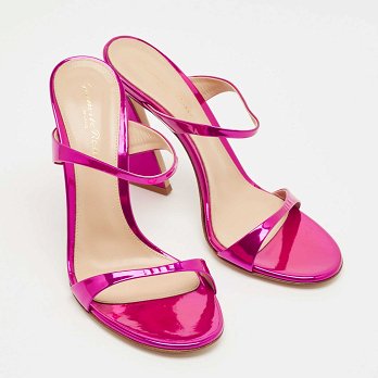 Aura Pink 38.5 Patent Leather Slide Sandals