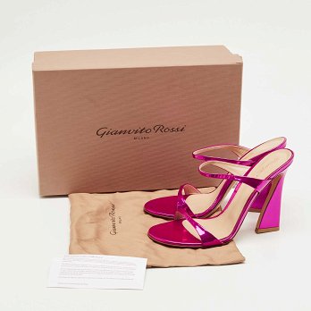 Aura Pink 38.5 Patent Leather Slide Sandals