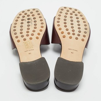 Burgundy Leather Miller Flat Slide