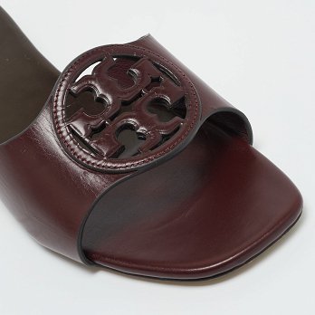Burgundy Leather Miller Flat Slide