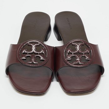 Burgundy Leather Miller Flat Slide