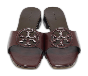 Burgundy Leather Miller Flat Slide
