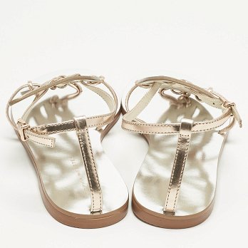 Gold Leather Butterfly Ankle Strap Slingback Flats