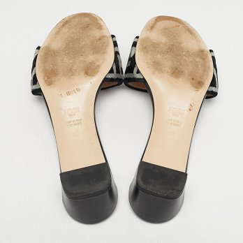 Black/Grey Velvet FF Slide Sandals