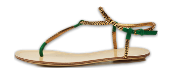 Two Tone Metal Chain and Suede Thong Slingbak Sandals